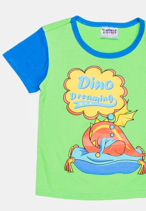 Twin Clothing - Dinosaur Printed Sleepwear Set Multi-colour