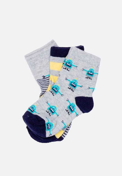 MINOTI - 3 Pack Robot Ankle Socks Multi-colour
