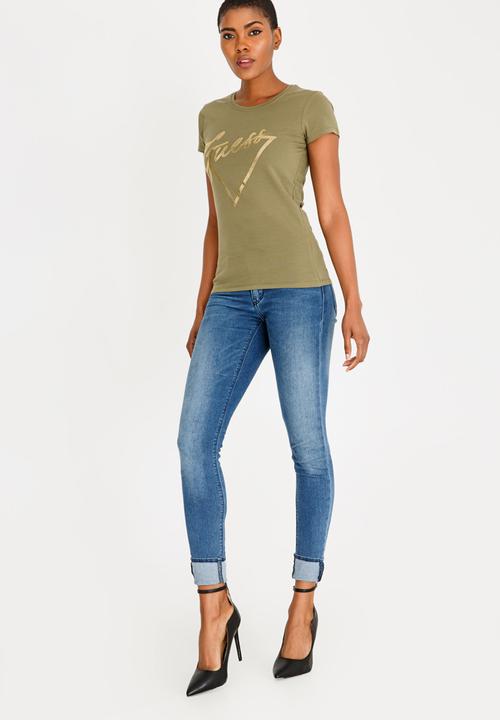 GUESS - Guess Caviar Logo Tee Khaki Green