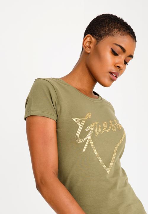 GUESS - Guess Caviar Logo Tee Khaki Green