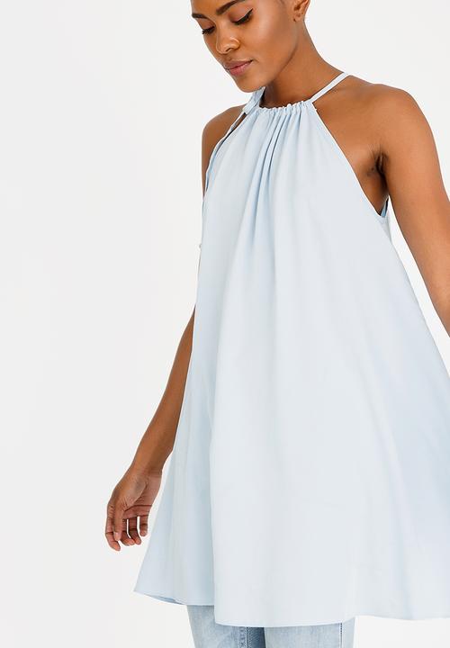 edit - Halterneck Top with Trim Pale Blue