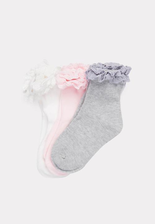 MINOTI - 3 Pack Frill Ankle Socks Multi-colour