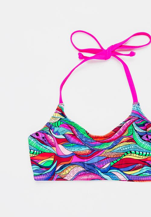 Sun Things - Rainbow Geo Bralet & Strappy Bottom Set Multi-colour
