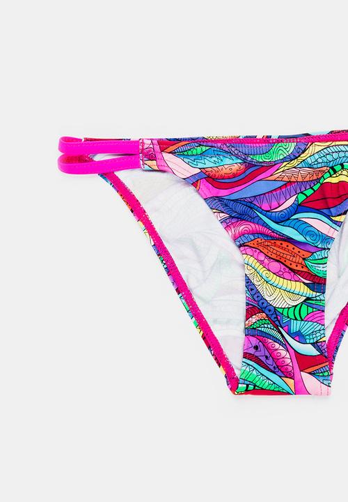 Sun Things - Rainbow Geo Bralet & Strappy Bottom Set Multi-colour