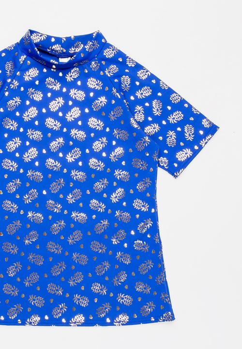 Sun Things - Foil pineapple rash vest - blue
