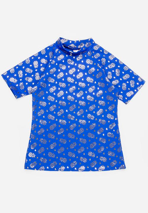 Sun Things - Foil pineapple rash vest - blue