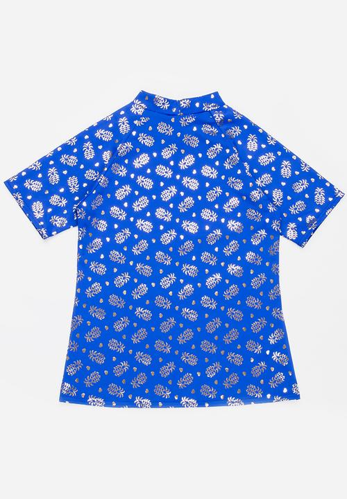 Sun Things - Foil pineapple rash vest - blue