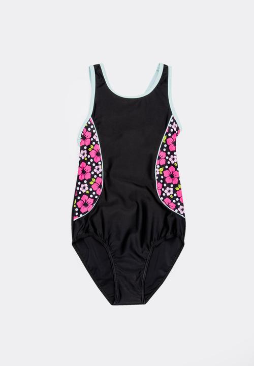 Pop Candy - Panel Printed Swimsuit Black