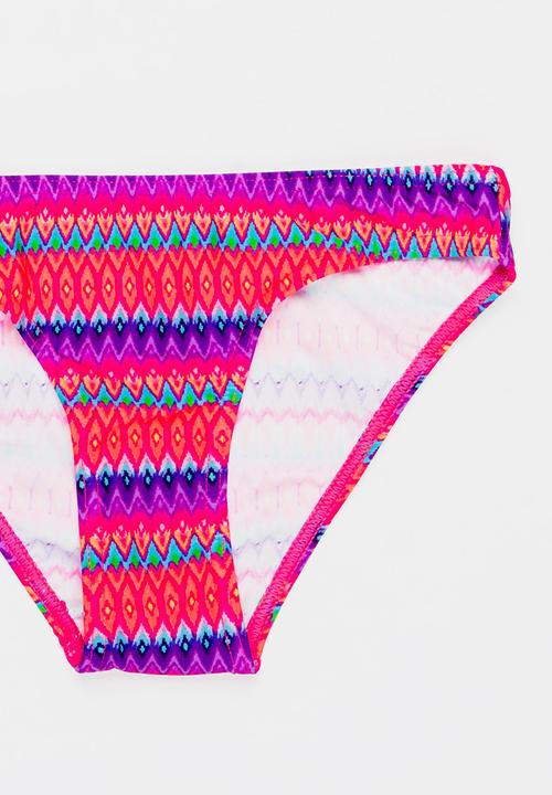 Sun Things - Neon Zig Zag Halter Top & Bottom Set Dark Pink