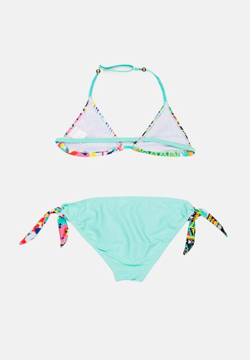 Pop Candy - Printed colour block bikini - mint 