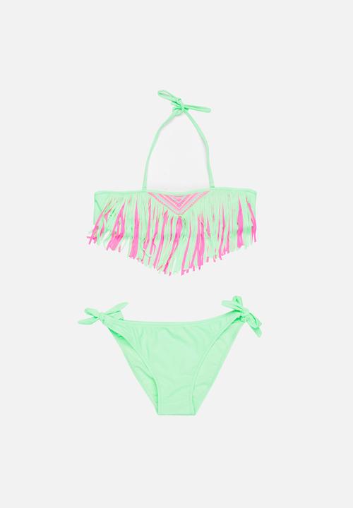 Pop Candy - Fringed Banded Bikini Mint
