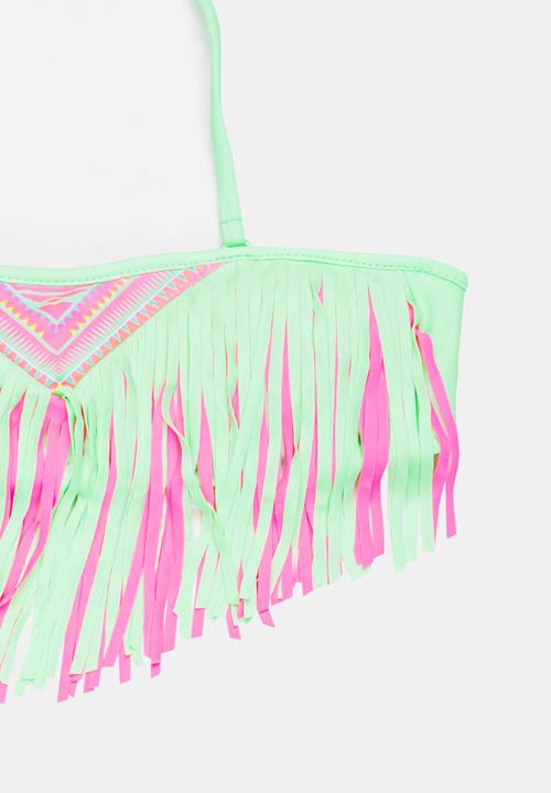 Pop Candy - Fringed Banded Bikini Mint