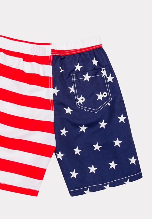 Pop Candy - American Flag Printed Boardshorts Multi-colour