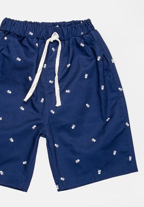 Pop Candy - Skull printed shorts - navy