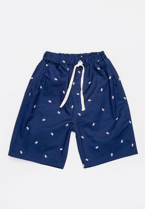 Pop Candy - Skull printed shorts - navy