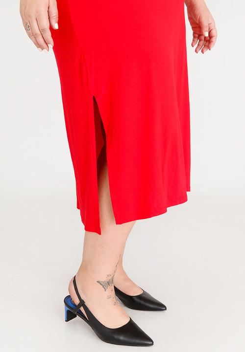 edit Plus - Keyhole Dress Red