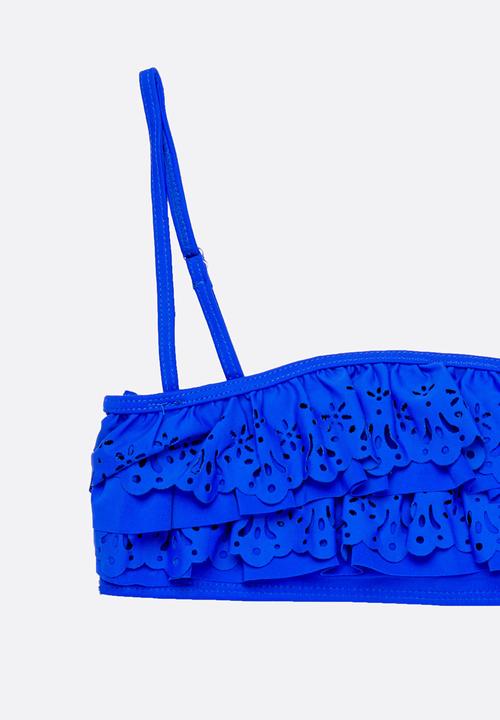 Pop Candy - Anglaise Frilled Bikini Dark Blue