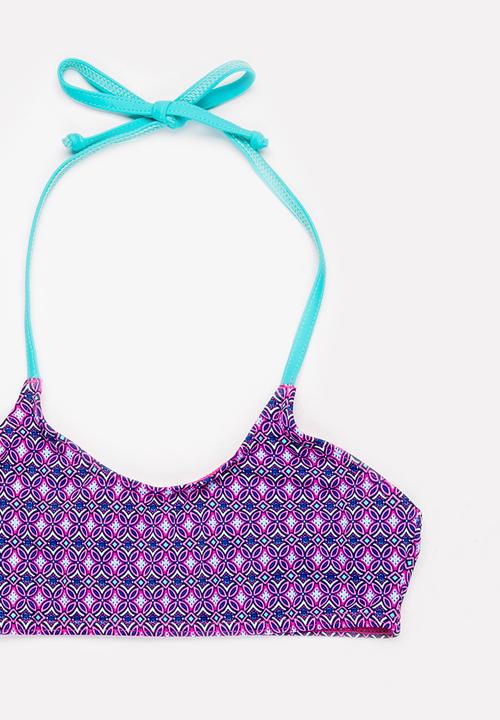 Sun Things - Pink mosaic bralet & strappy bottom set - purple