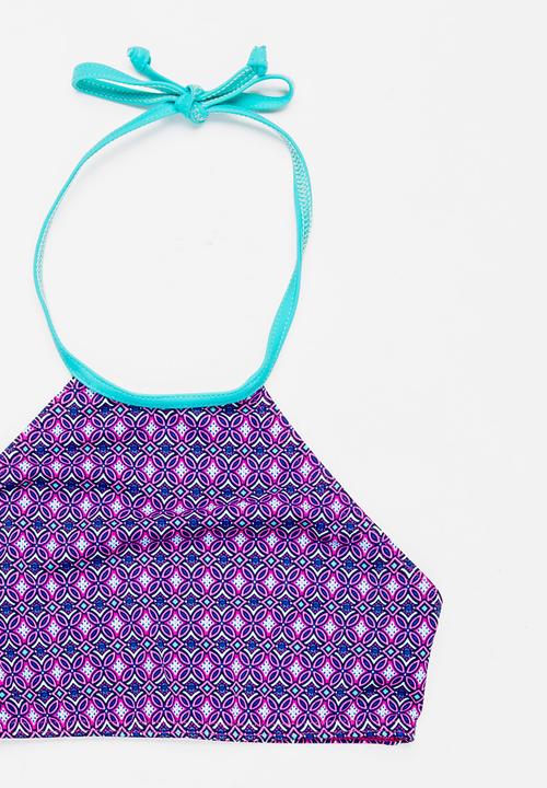 Sun Things - Pink mosaic halter top & bottom set - purple