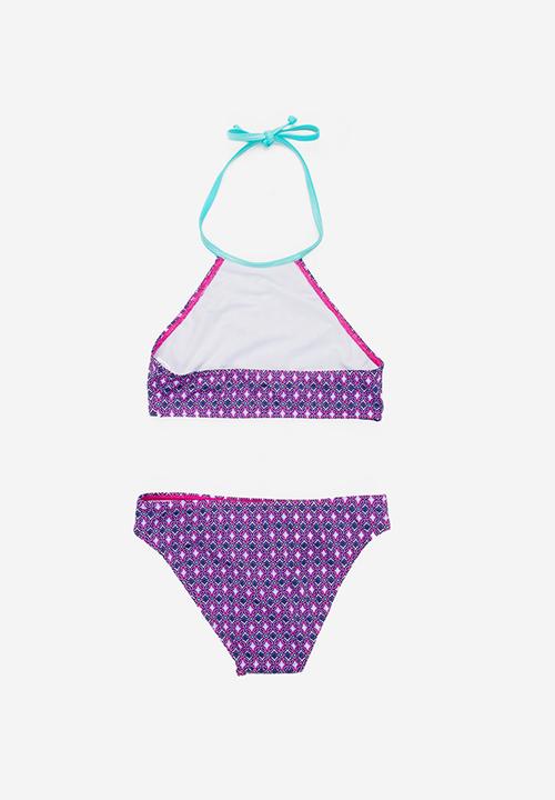 Sun Things - Pink mosaic halter top & bottom set - purple