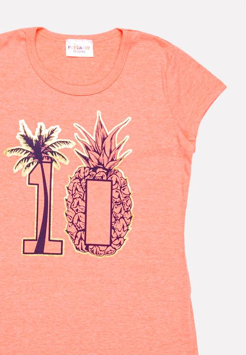Pop Candy - Printed tee - coral