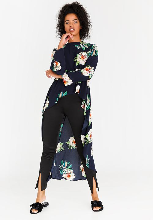 Revenge - Floral High-low Top Navy