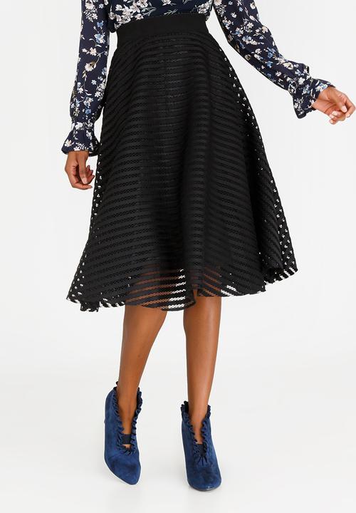 Revenge - Stripe Detail Midi Skirt Black