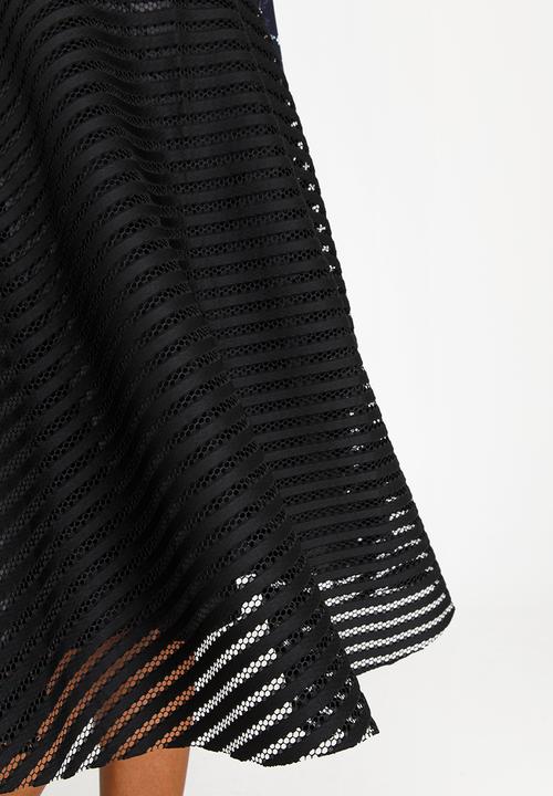 Revenge - Stripe Detail Midi Skirt Black