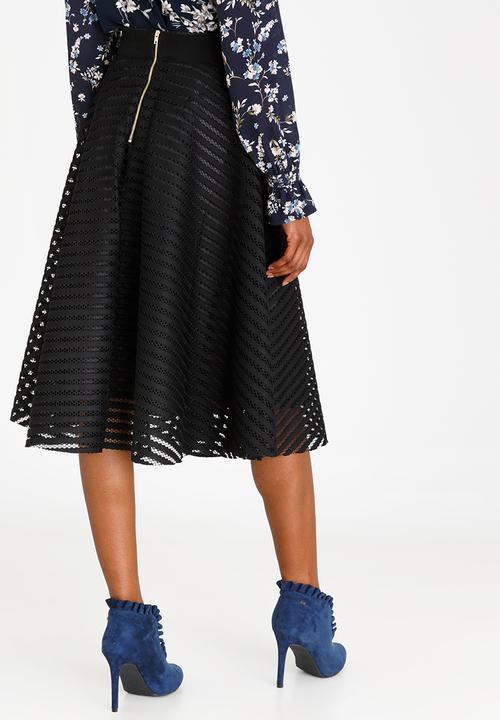 Revenge - Stripe Detail Midi Skirt Black