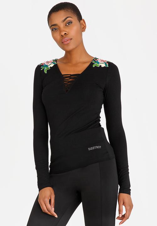 SISSY BOY - Riera Embroidery Detail Top Black