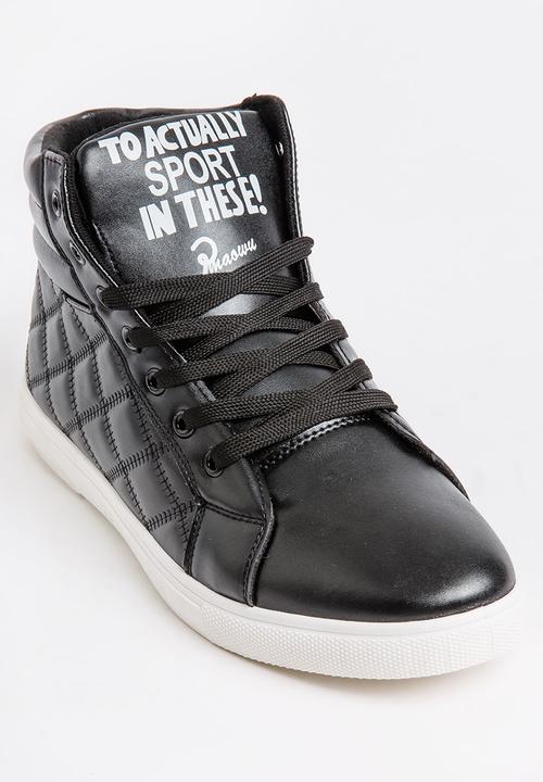 STYLE REPUBLIC - Quilted PU Hi Top Sneakers Black