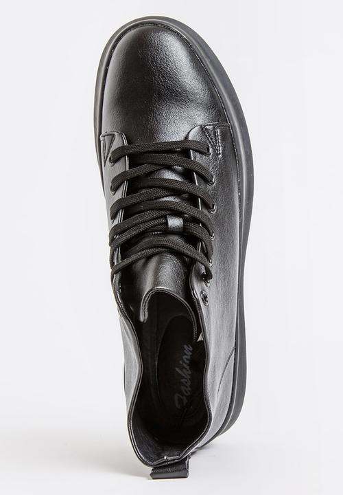 STYLE REPUBLIC - Hi Top PU Sneakers Black