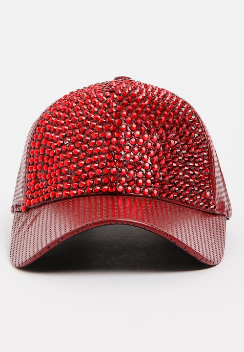 STYLE REPUBLIC - Diamante studded cap - burgundy