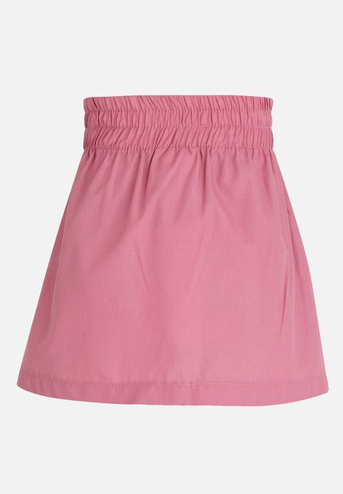 See-Saw - Button Through A-Line Skirt with Applique Mid Pink