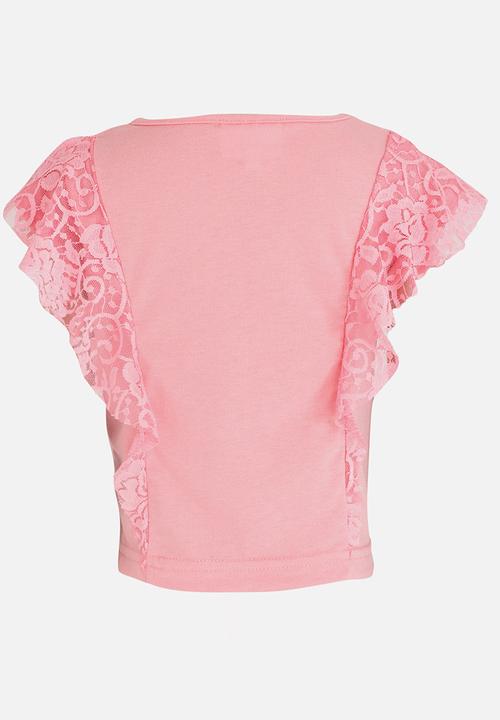 See-Saw - Lace Frill Top Mid Pink