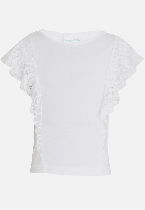 See-Saw - Lace Frill Top White