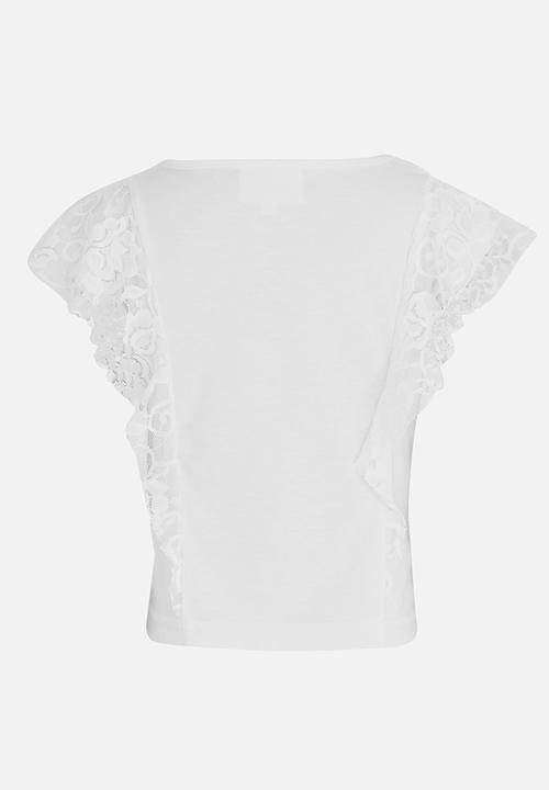 See-Saw - Lace Frill Top White