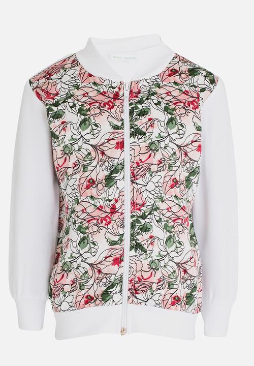 See-Saw - Floral Zip Through Combo Bomber White