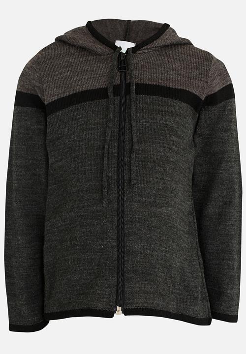 See-Saw - Zip Through Long Sleeve Hoodie Cardigan Charcoal
