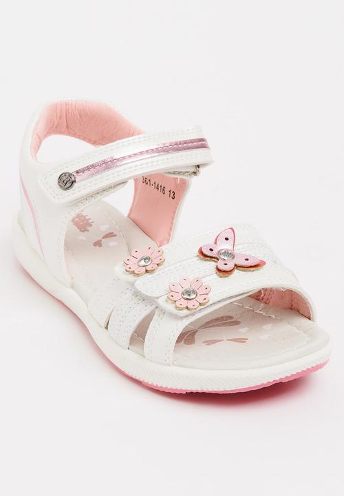 Bubblegummers - Flower Detail Sandals White
