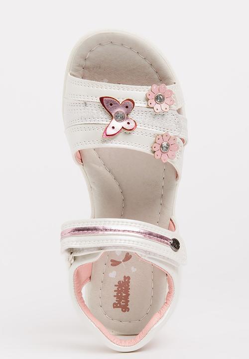 Bubblegummers - Flower Detail Sandals White