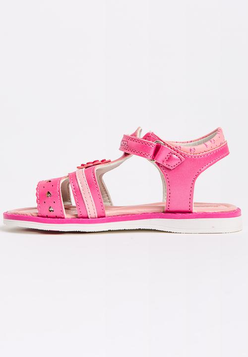 Bubblegummers - Flower Detail Sandals Dark Pink