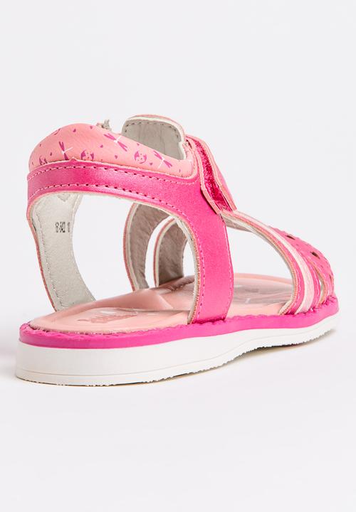 Bubblegummers - Flower Detail Sandals Dark Pink