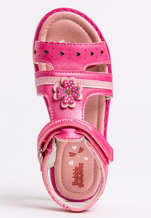 Bubblegummers - Flower Detail Sandals Dark Pink