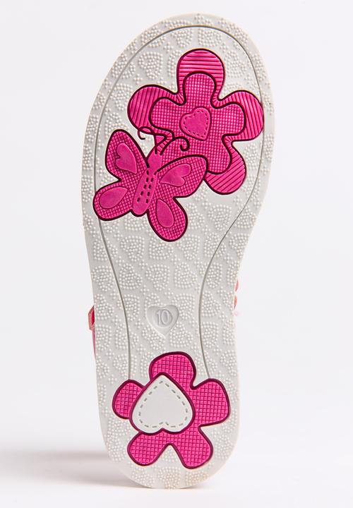 Bubblegummers - Flower Detail Sandals Dark Pink