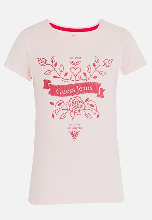 GUESS - Leaf Rose Tee Pale Pink