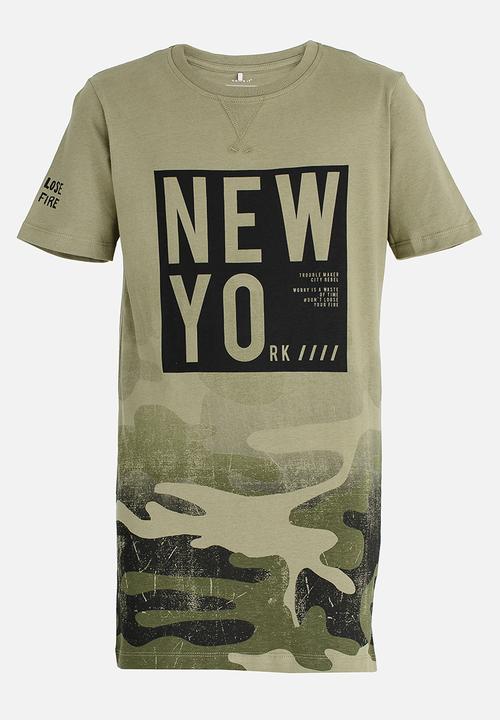 Name It - Boys Printed Tee Khaki Green