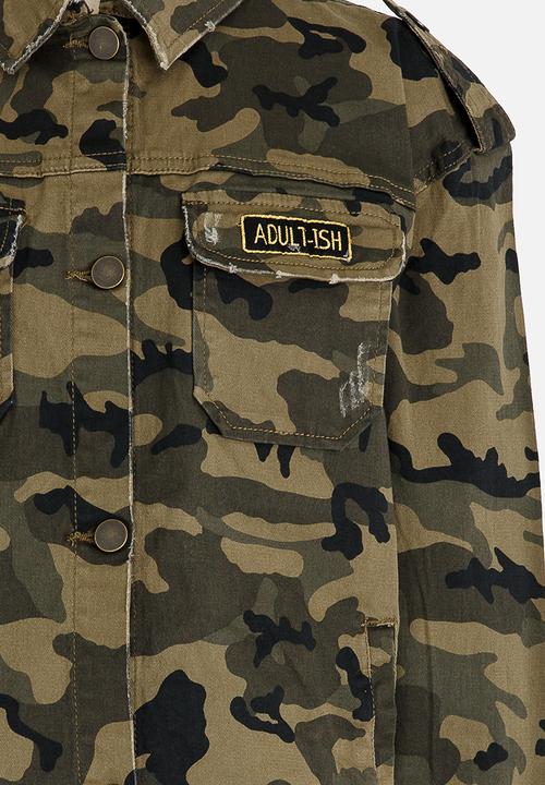 Name It - Girls Oversize Camo Jacket Khaki Green