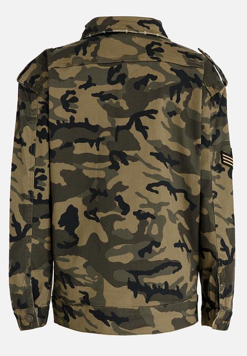 Name It - Girls Oversize Camo Jacket Khaki Green
