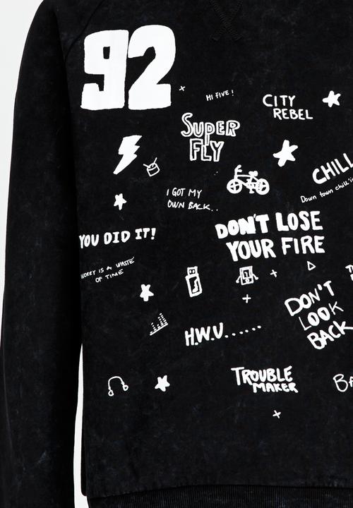 Name It - Boys Printed Sweater Black